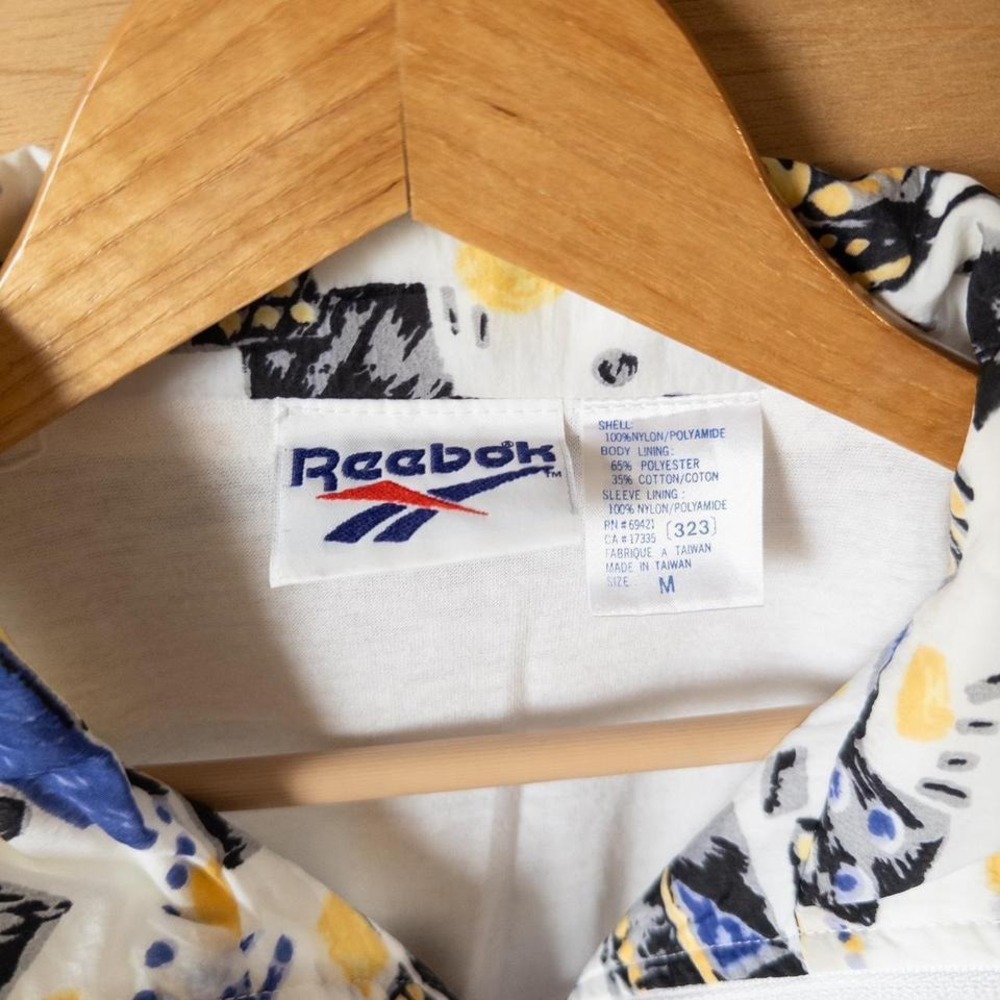 White and blue vintage Reebok 90s windbreaker jacket - Picture 3 of 5